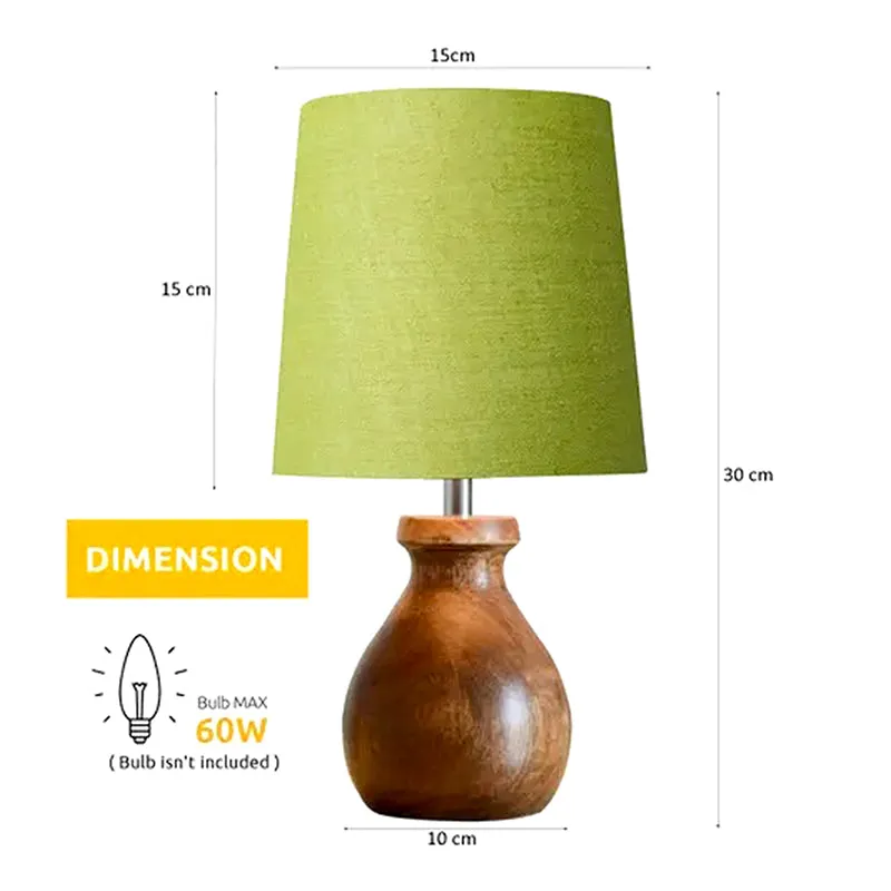 Eleera Wooden Table Lamp - Green,Brown media 6