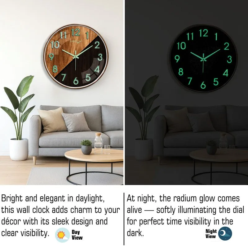 Oaklyn Round Modern Plastic Wall Clock - Black & Brown media 5