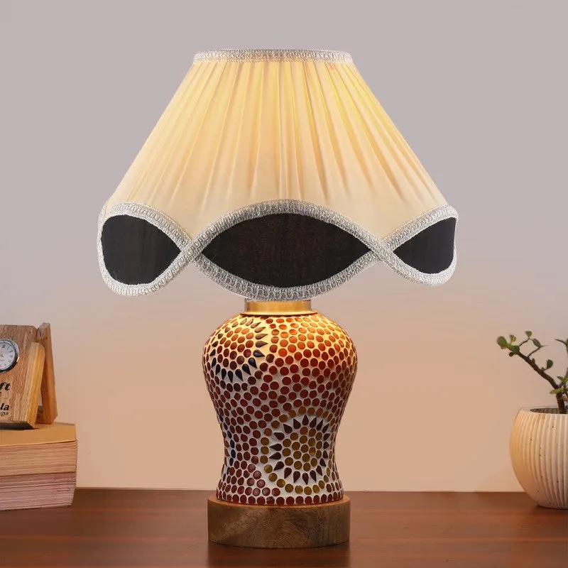 Aranya Arc Pleated Wooden Table Lamp - Multicolor media 3