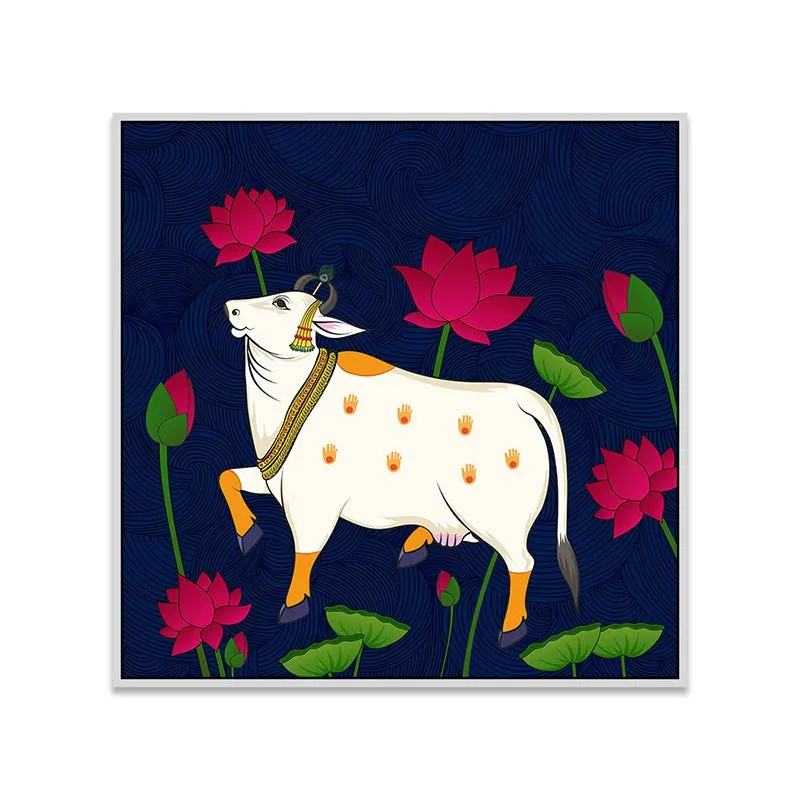 Petals & Hooves Canvas Wall Painting With Frame - White media 6