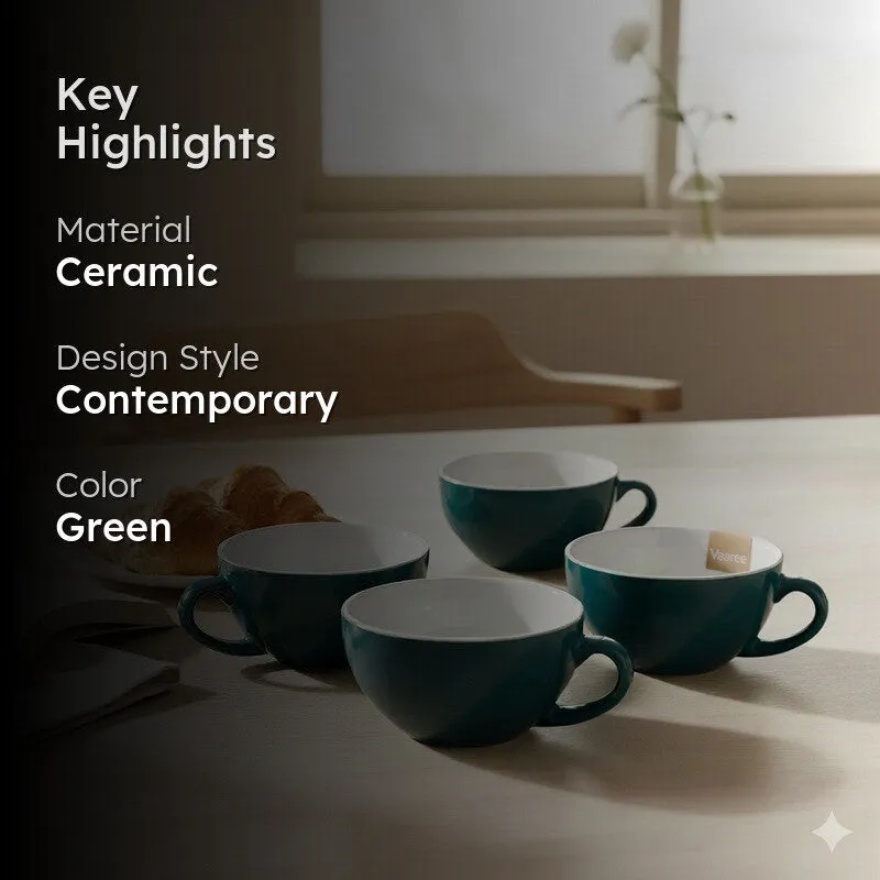 Royal Ceramic Coffee Mug (320 mL Each) - Set Of Four media 2