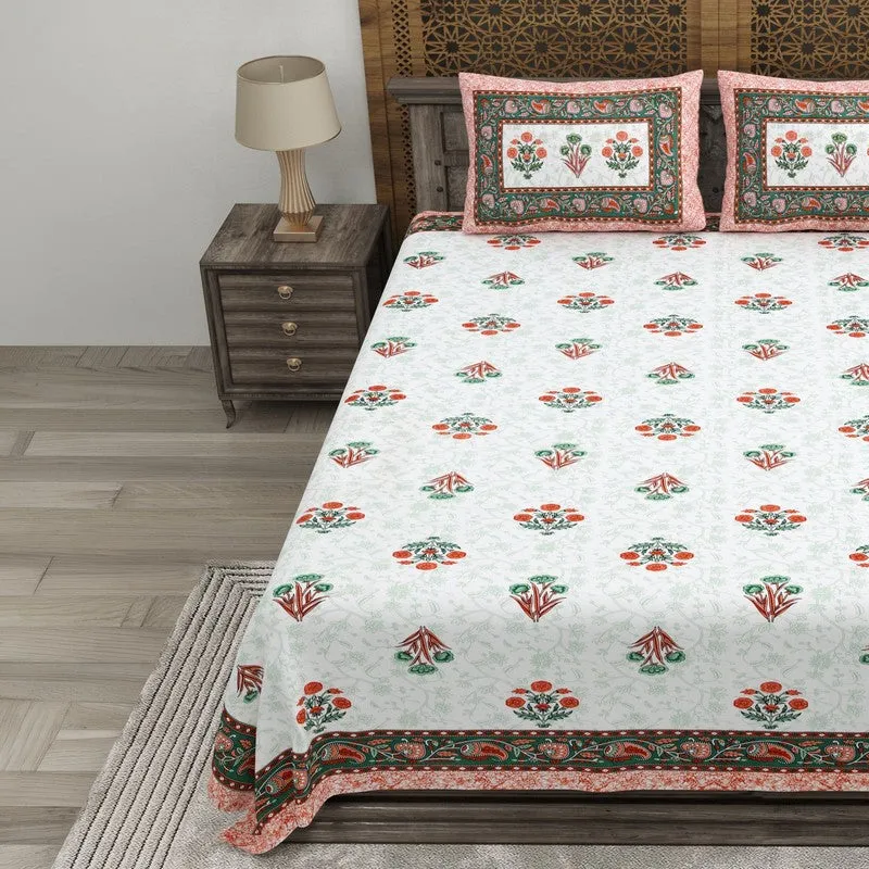 Desiis Cotton Bedsheet (Red,Green) - 240 TC media 3