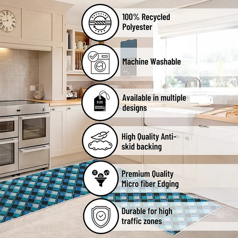 CleanLines Polyester Kitchen Floor Mats (Blue) - Set of Two media 10