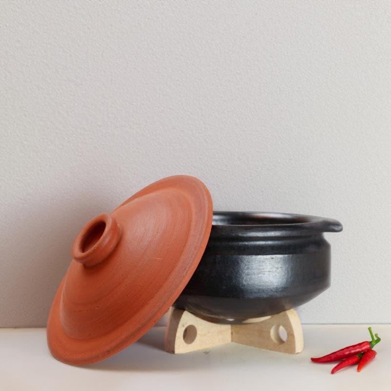 Vritra Clay Pot With Lid Black 2000 mL / 9 Inches media 3