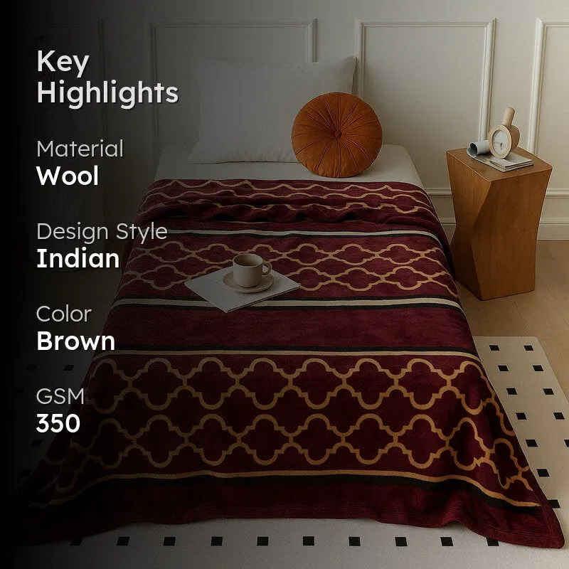 Imperial Abstract Woolen Blanket (Brown) - 350 GSM media 2