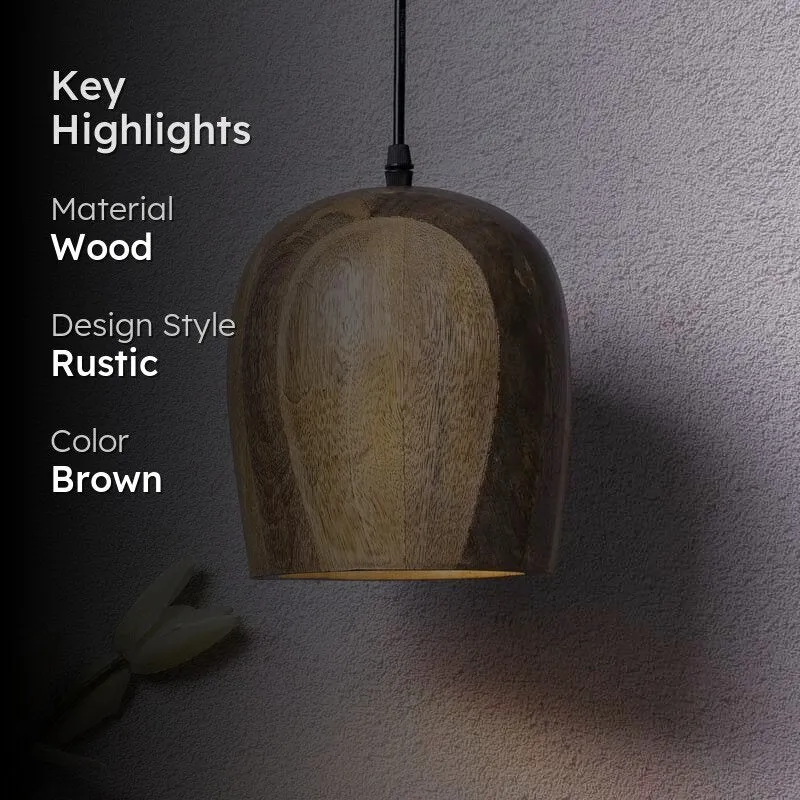 Farmhouse Bell Wooden Ceiling Lamp media 2