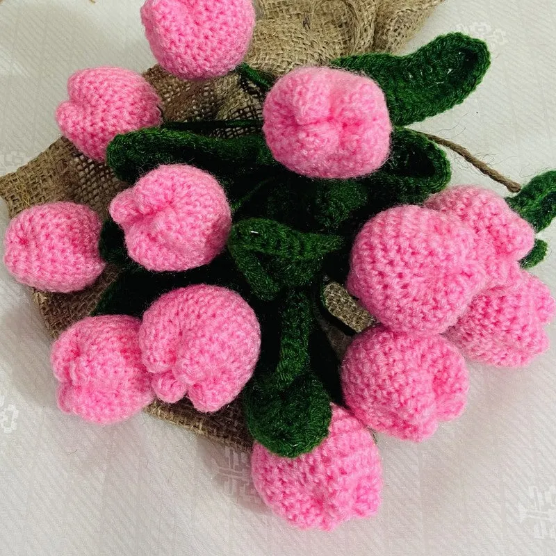 Crochet Handmade Rose Bouquet (Pink) - Set of Twelve media 6