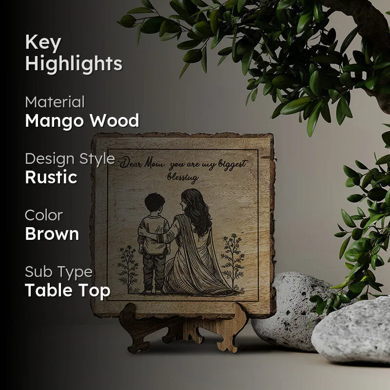 Mom Is Biggest Blessing Wood Showpiece - Square media 2