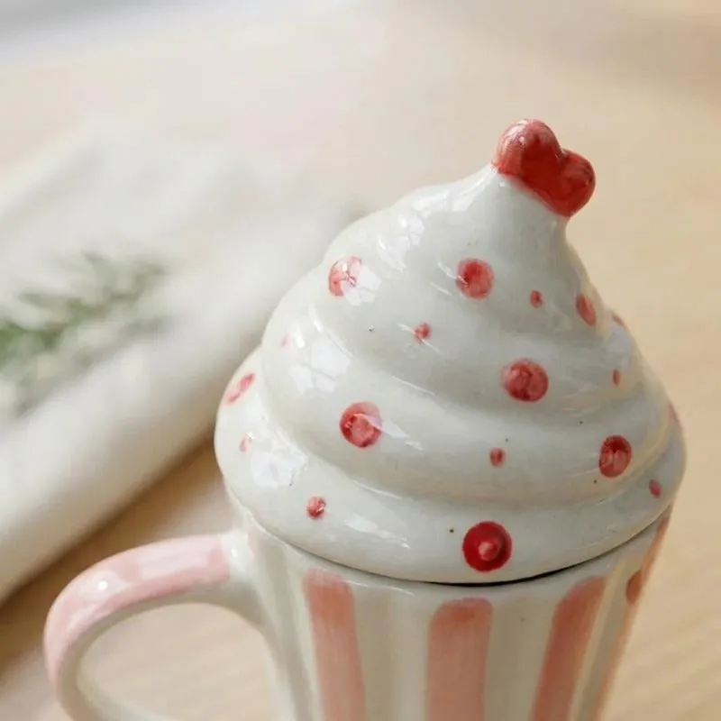 Ceramic Ice Cream Cup With Lid - 240 mL - 4