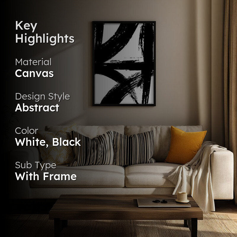 Strokes Of Shadow Framed Canvas Wall Painting media 2