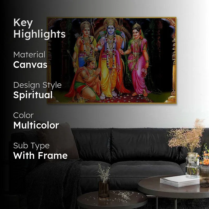 Ayodhya's Grace Spiritual Canvas Wall Painting With Frame - Gold media 2