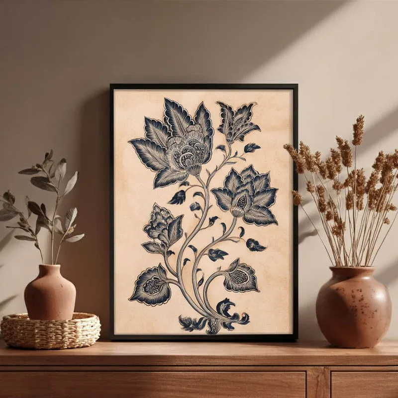 Pallavi Floral Line Art Canvas Wall Painting With Black Frame media 3
