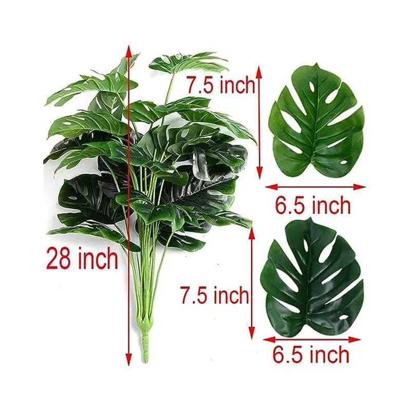 Faux Green Monstera Plant Stick - 2.13 ft media 5