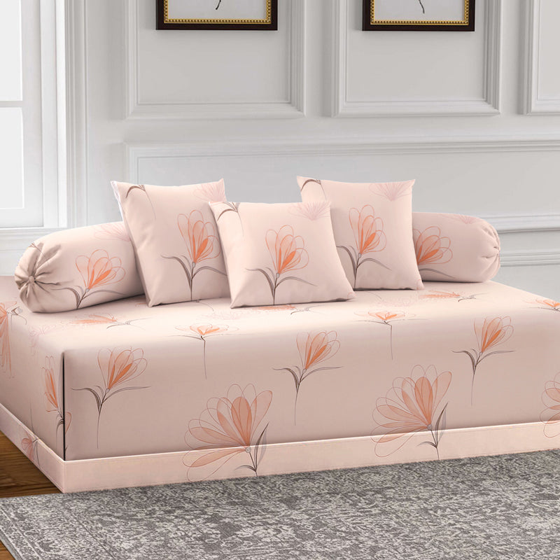 Peach Petals Diwan Set - Six Piece Set
