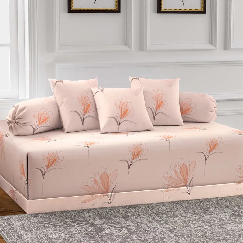 Peach Petals Diwan Set - Six Piece Set media 1