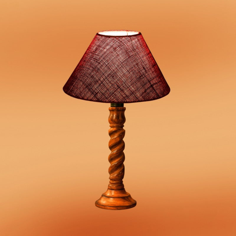 Elvane Aiven Wooden Table Lamp - Maroon media 6