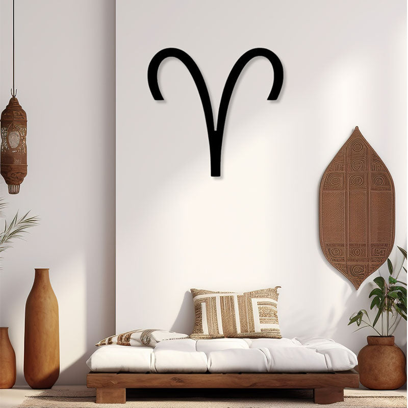 Aries Zodiac Sign Black Iron Wall Accent