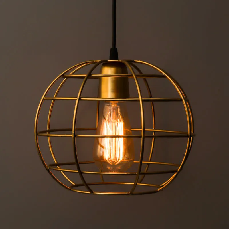 Mesh Ball Metal Ceiling Lamp - Golden media 1