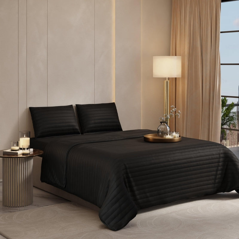 Soft Coat Satin Bedcovers - Black - King