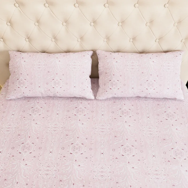 Meadow Ethnic Cotton Bedsheet (Pink) - 180 TC media 5