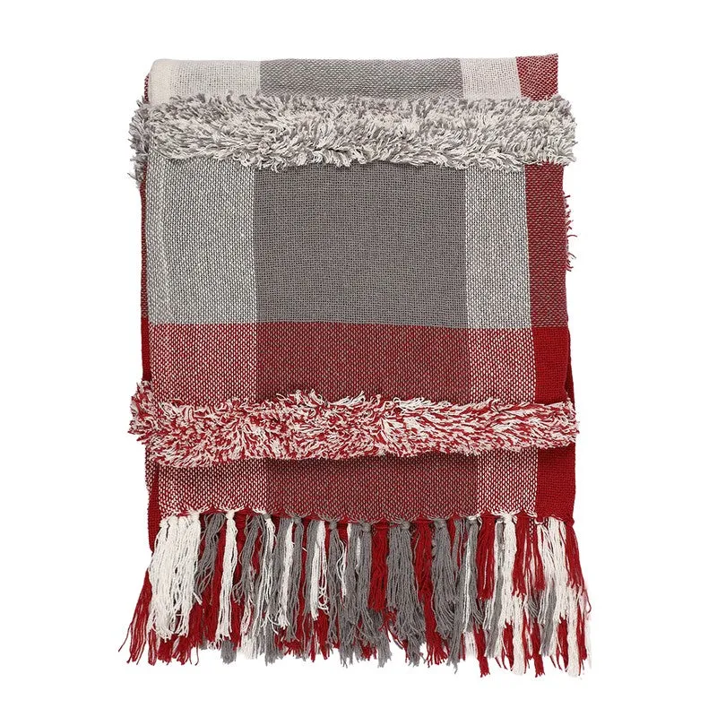 Velvet Checks Cotton Throw media 4