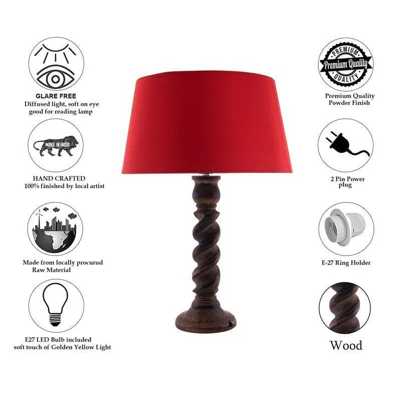 Aura Glimmer Fabric Table Lamp - Red,Brown media 6
