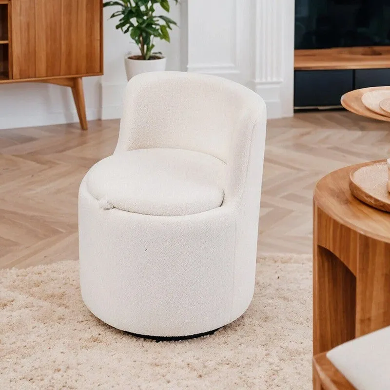 Comfora Solid White Sherpa Fabric Ottoman media 4