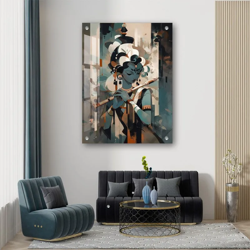 Lord Krishna Flute Harmony Acrylic Wall Art media 6