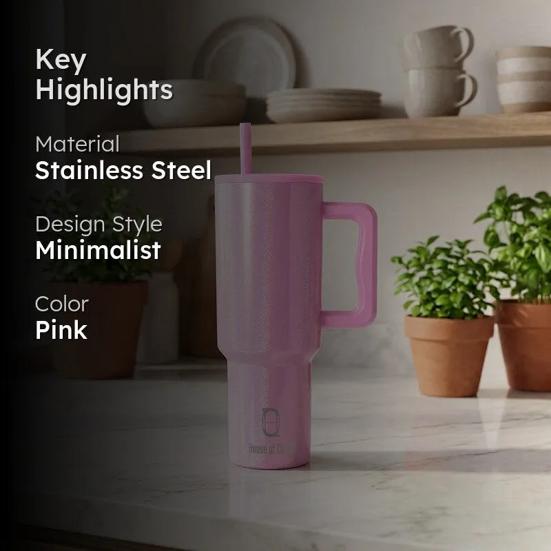 Iridescent Stainless Steel Tumbler (1200 ML) - Light Pink media 2
