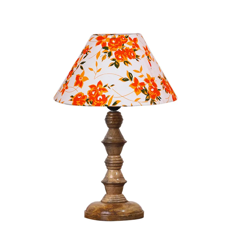 Fleur Cone Timber Wooden Table Lamp - Orange media 6