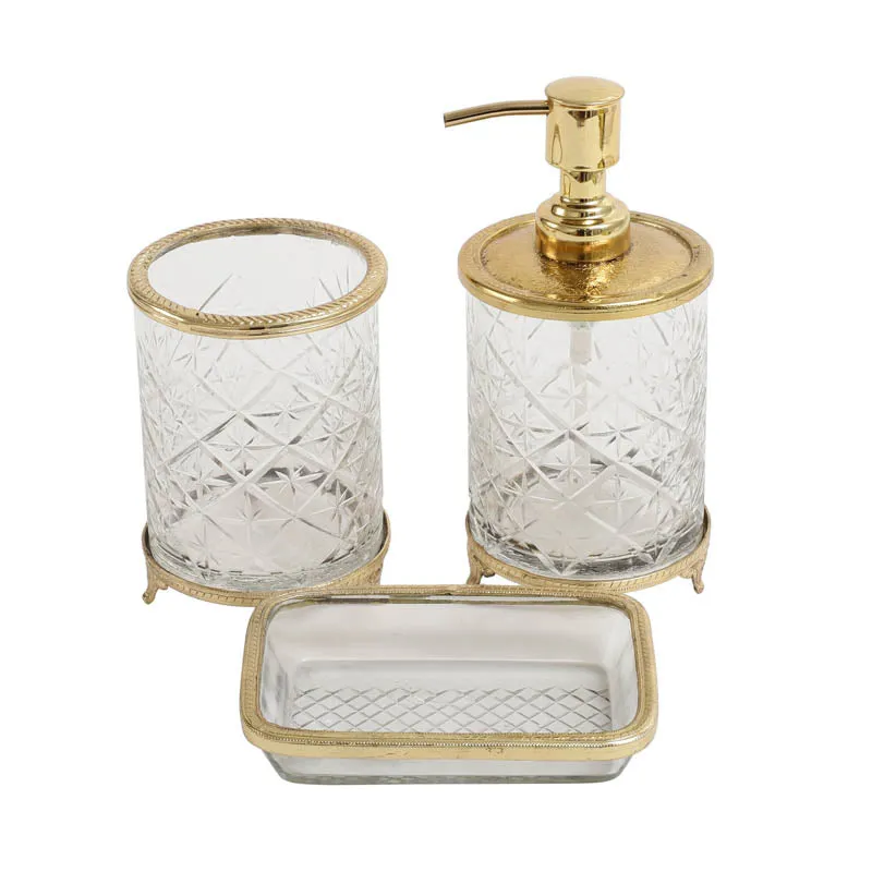 Mamba Crystal Cut Bathroom Set - Gold media 3
