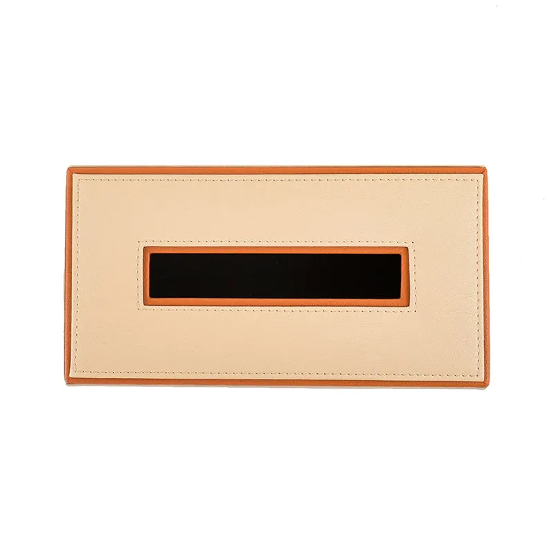 Tisca Edge Faux Leather Tissue Box - Beige media 7