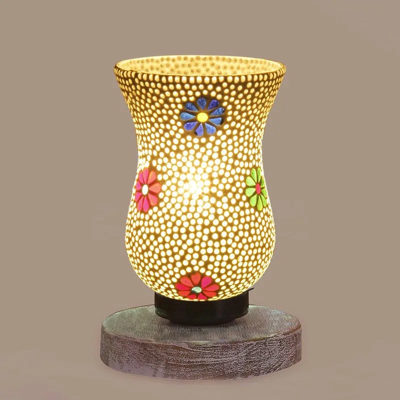 Aurashi Mosaic Glass Table Lamp With Wooden Base - Multicolor media 7