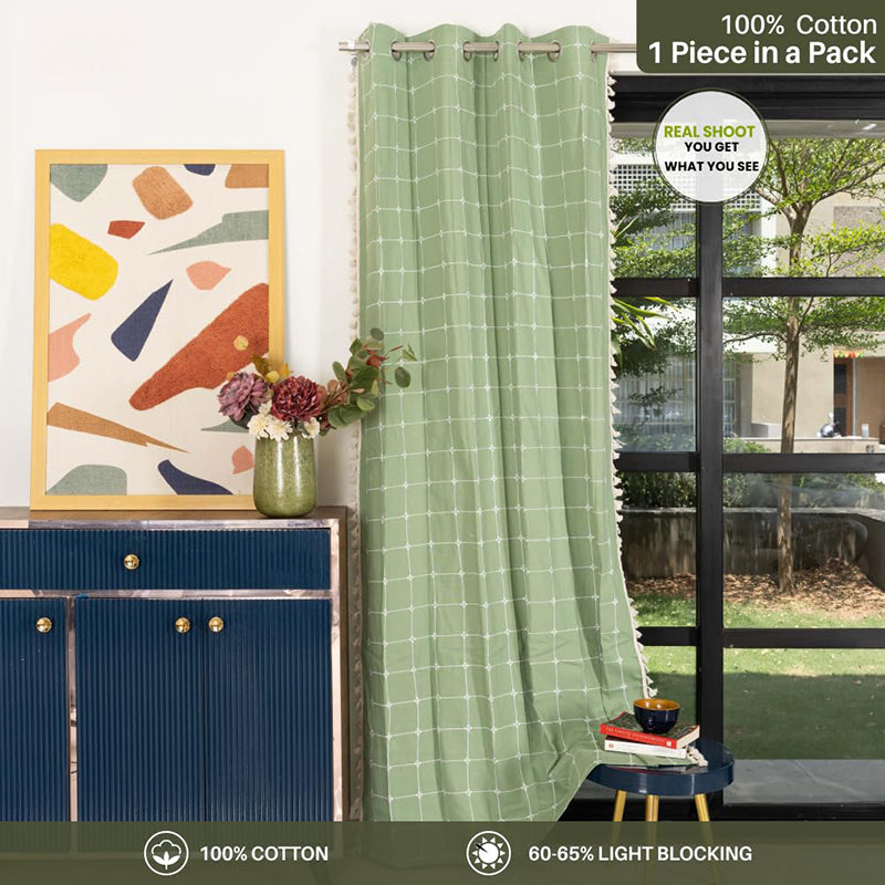 Urban Space Kanya Grid Curtain - Sage Green media 3
