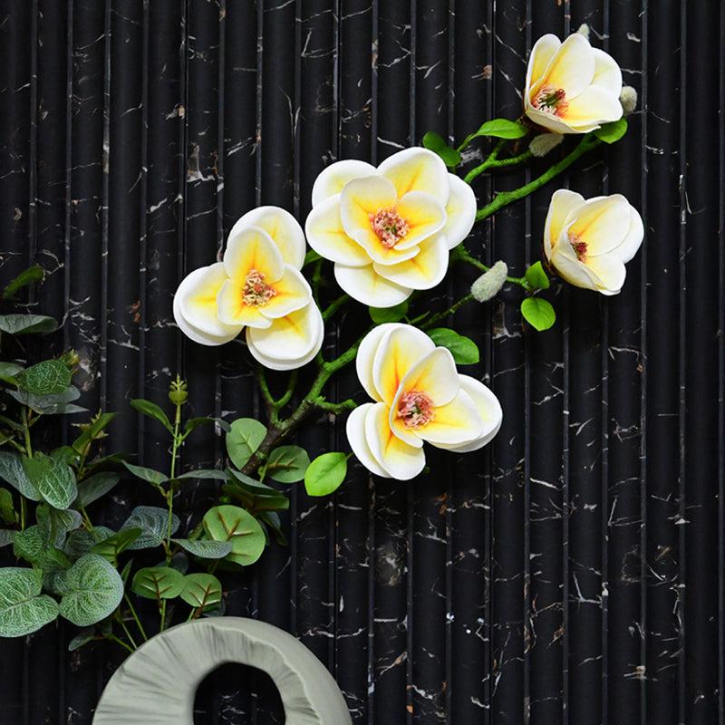 Artificial Magnolia Flower Stick - White media 5