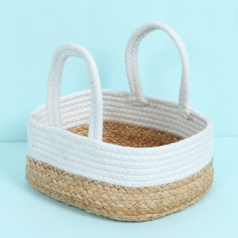 Orho Jute Storage Basket - Beige & White media 4