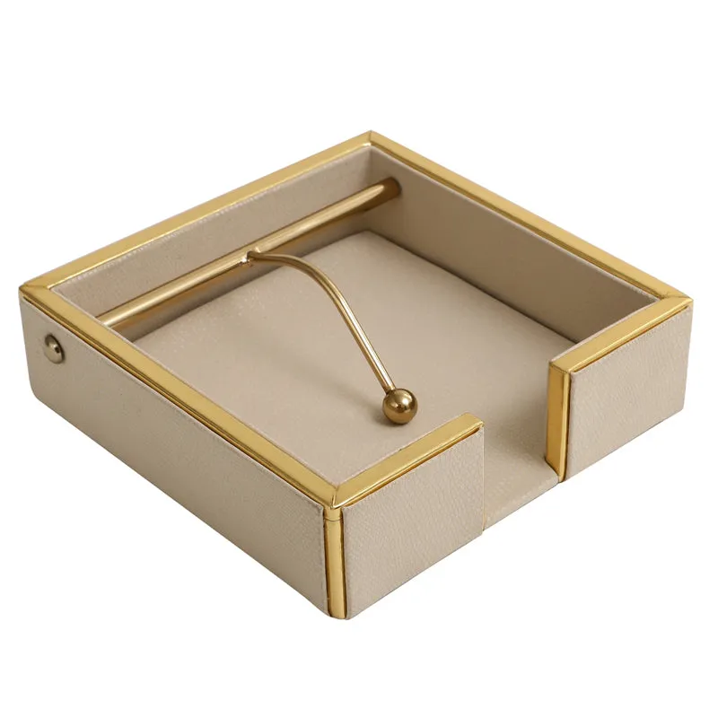 Roho Leather Tissue Holder - Beige media 5