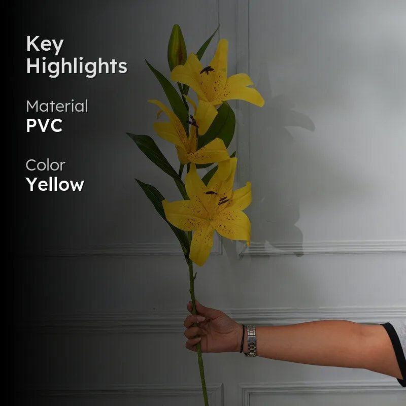 Faux Lily Flower Stick (Yellow) - 39 CM media 2