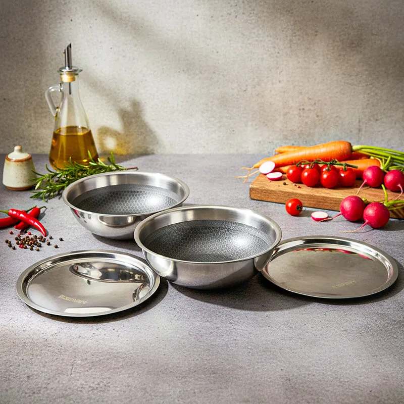 Zoraware Kadhai With Lid (1600 mL/2200mL) - Set Of Two media 1