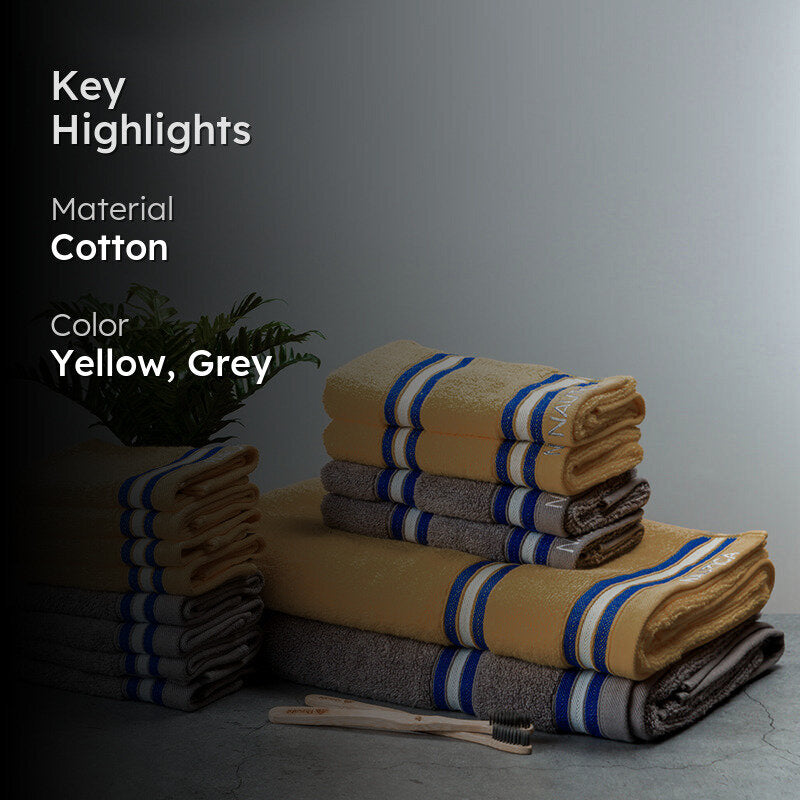 Nautica Dove Dual Cotton Towel Set (Grey & Beige) - Set Of Fourteen media 2