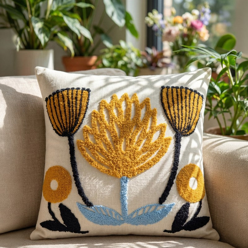 Petal Tuft Cotton Cushion Cover
