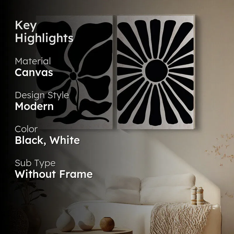 Inked Petals Wall Painting - Set Of Two media 2