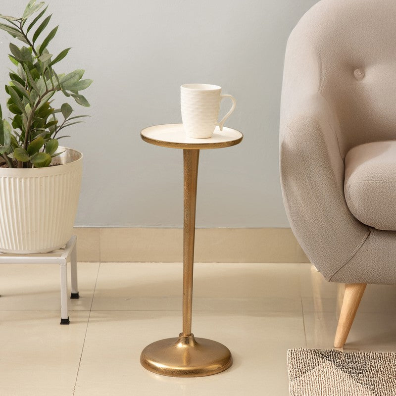 Chevron Aluminum Side Table - Gold