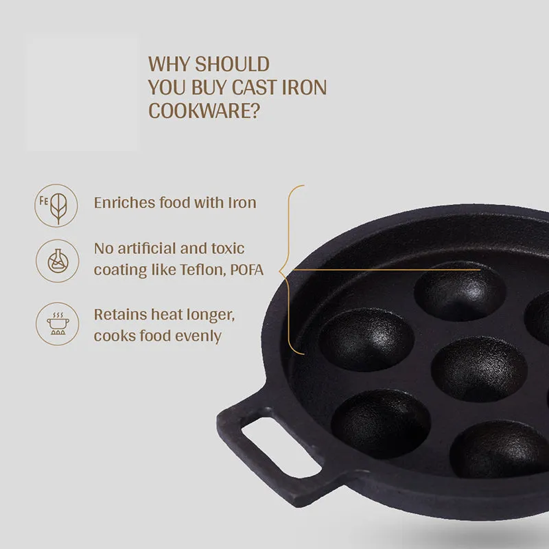 Loha Pod Cast Iron Paniyaram Pan - 22 cm media 3