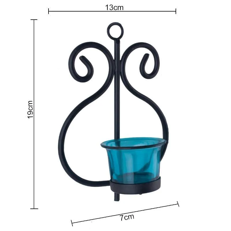 Seina Black Frame Sconce Candle Holder (Azure) - Set Of Two media 4