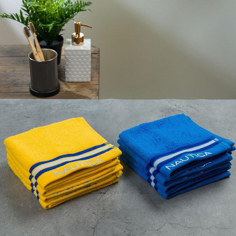Nautica Dove Down Cotton Face Towel (Yellow & Blue) - Set Of Eight media 4