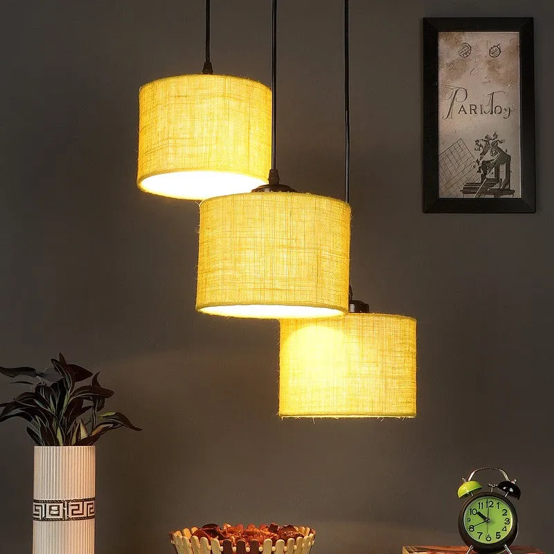 Sunset Glow Triple Metal Ceiling Lamp - Lemon Green media 1