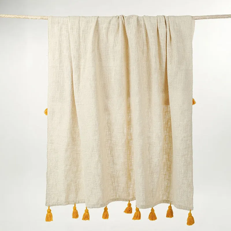 Tassura Tasselled Cotton Throw - Yellow media 9