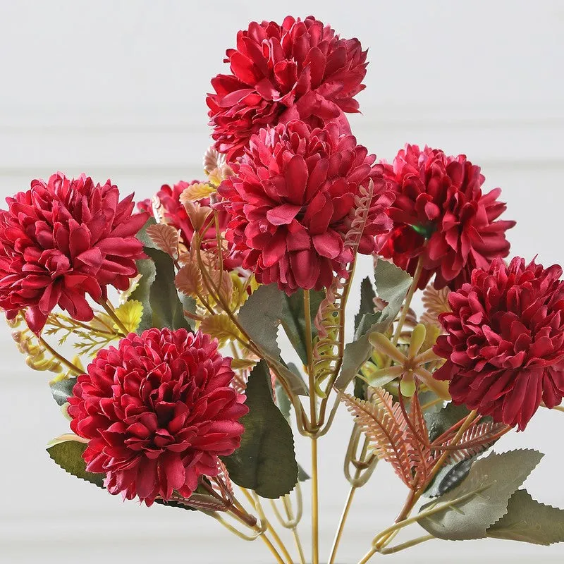 Coralia Mum Artificial Flowers - Red media 4