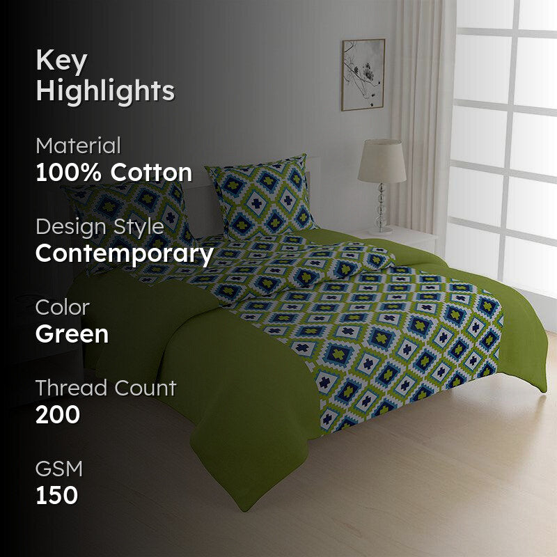 Swayam Green Grandeur Geometric Bedding Set media 2
